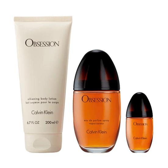 Calvin Klein Obsession For Her Gift Set 100ml Eau De Parfum + 200ml Body Lotion + 15ml Eau De Parfum