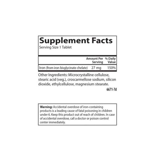 Carlson Labs Chelated Iron 27mg Tablets 100 Tablets