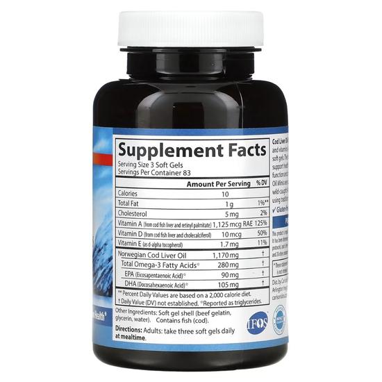 Carlson Labs Cod Liver Oil 280mg Mini Softgels 250 Softgels