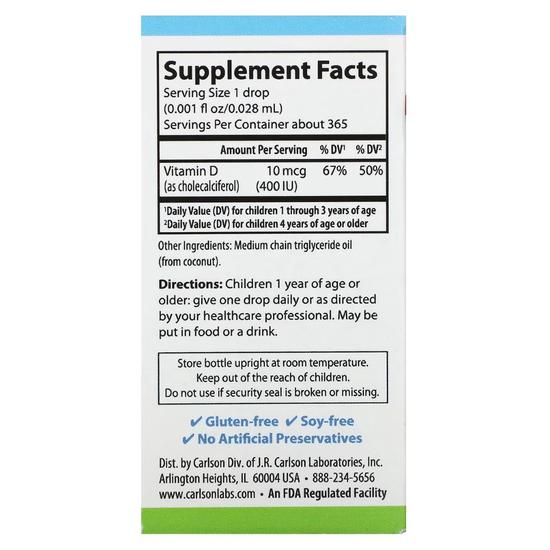 Carlson Labs Kid's Super Daily D3 400iu 10ml