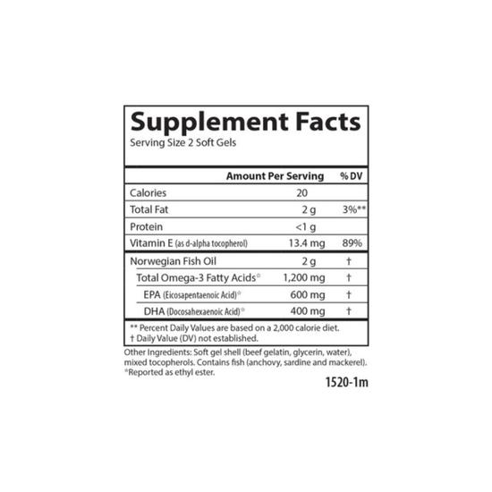 Carlson Labs Norwegian Super Omega-3 Gems 1200mg Softgels + 30 100 Softgels