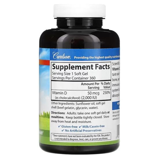 Carlson Labs Vitamin D3 2000iu Softgels 120 Softgels