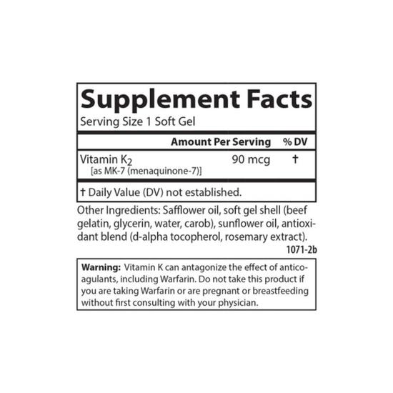 Carlson Labs Vitamin K2 MK-7 90mcg Softgels 60 Softgels