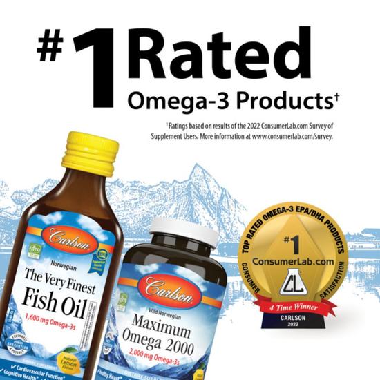 Carlson Labs Wild Caught Super Omega-3 Gems 1200mg Softgels + 30 100 Softgels