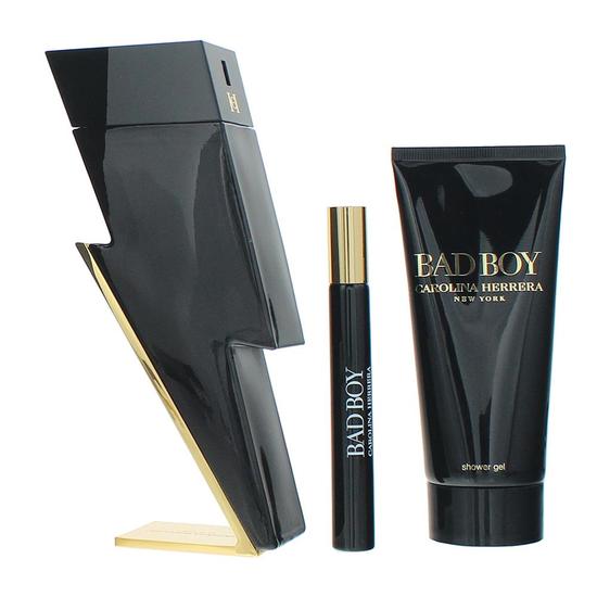 Carolina Herrera Bad Boy Eau De Toilette 100ml, Eau De Toilette 10ml + Shower Gel Gift Set 100ml