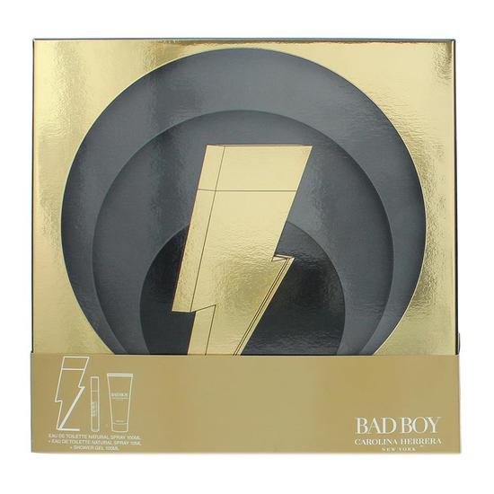 Carolina Herrera Bad Boy Eau De Toilette 100ml, Eau De Toilette 10ml + Shower Gel Gift Set 100ml