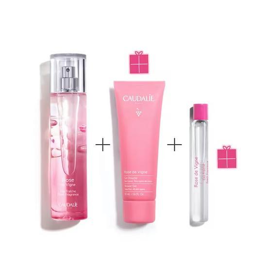 Caudalie Rose De Vigne Scented Trio Set Rose de Vignes Fresh Fragrance + Roll-on + Shower Gel