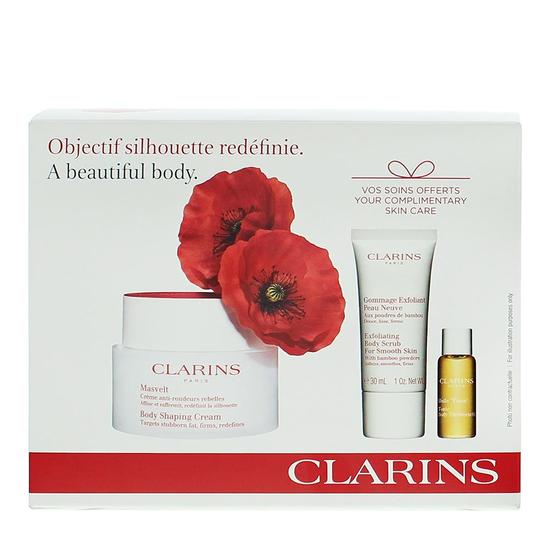 Clarins A Beautiful Body Gift Set Body Cream, Body Scrub + Tonic Body Oil 200ml