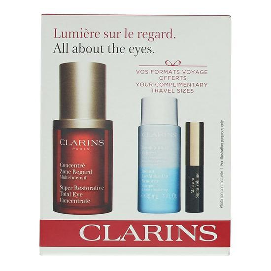 Clarins All About The Eyes Gift Set Eye Serum 15ml, Mascara + Makeup