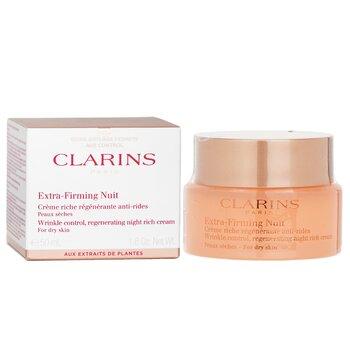 Clarins Extra-Firming Nuit Wrinkle Control, Regenerating Night Rich Cream For Dry Skin 50ml