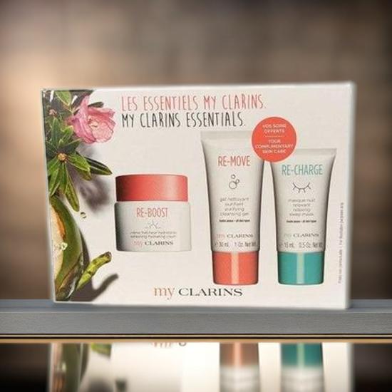 Clarins My Essentials Set Re-Boost 50ml Re-Move Cleanse Gel 30ml, Re-Charge 15ml