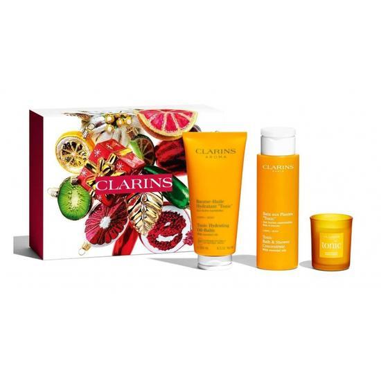 Clarins Self-Care Essentials Tonic Bath & Shower Concentrate + Tonic Moisturising Balm + Tonic Candle