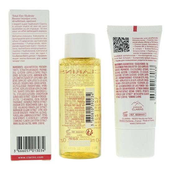 Clarins Skin Care Set Total Eyedrate 7ml + Toning Lotion 50ml + Body Firming 30ml + Pouch