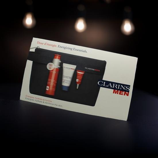 ClarinsMen Gift Set 50ml Energising Gel + 3ml Energising Eye Gel + 30ml Active Face Wash + Bag