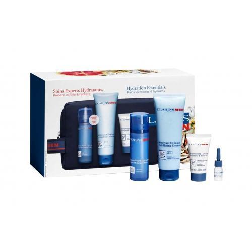 ClarinsMen Hydration Collection Super Moisture Balm + Exfoliating Cleanser + Shampoo & Shower + Shave Ease Oil