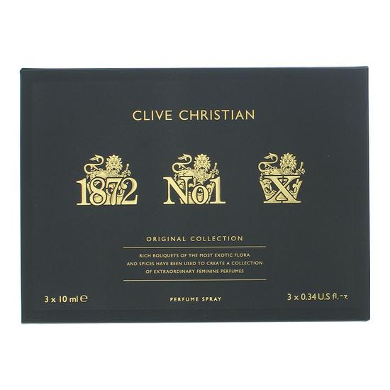 Clive Christian Feminine Traveller Gift Set 10ml 1872 Eau De Parfum + 10ml No1 Eau De Parfum + 10ml X Eau De Parfum