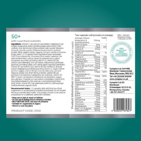 Cytoplan 50+ Multivitamin, CoQ10 & Immune Support Capsules 60 Capsules