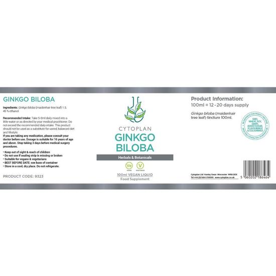 Cytoplan Gingko Biloba Tincture 100ml