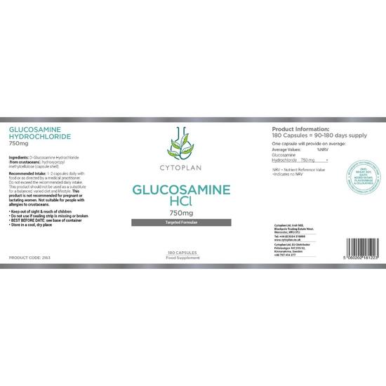 Cytoplan Glucosamine HCL 750mg Capsules 180 Capsules