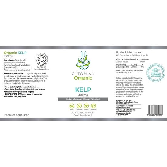 Cytoplan Organic Kelp 400mg Capsules 60 Capsules