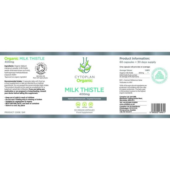Cytoplan Organic Milk Thistle Capsules 60 Capsules