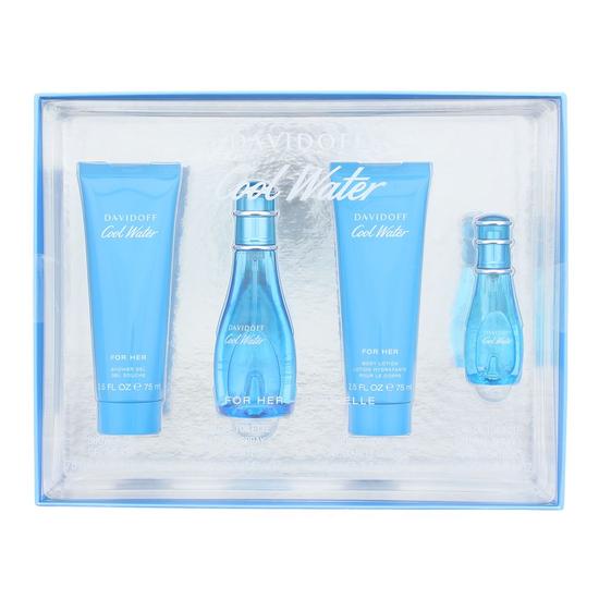 Davidoff Cool Water Woman Eau De Toilette Gift Set 30ml Eau De Toilette Spray & 75ml Body Lotion