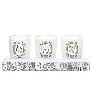 Diptyque Scented Mini Candle Discovery Set: Baies, Figuier, Roses 70g x3pcs