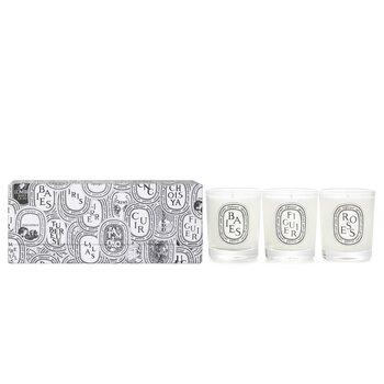 Diptyque Scented Mini Candle Discovery Set: Baies, Figuier, Roses 70g x3pcs