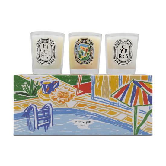 Diptyque Summer Candle Set Cypres & Figuier & Citronnelle Scents 3 x 70g