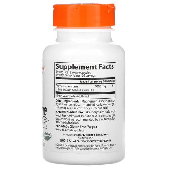 Doctor's Best Acetyl L-Carnitine With Biosint Carnitines 500mg Vegicaps 60 Vegicaps