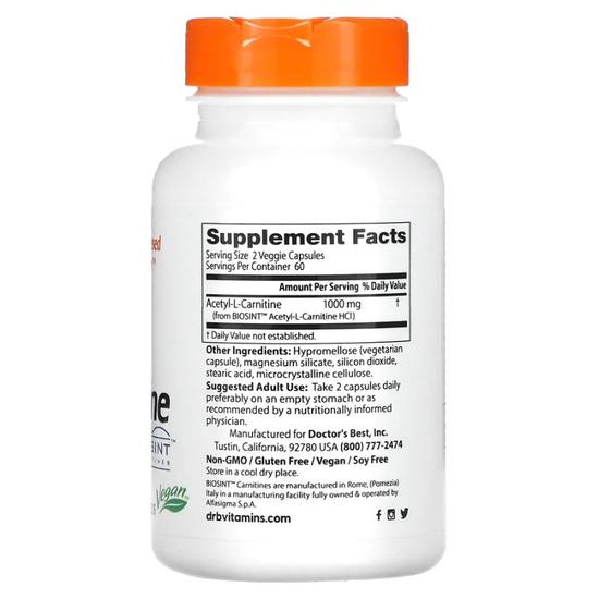 Doctor's Best Acetyl L-Carnitine With Biosint Carnitines 500mg Vegicaps 60 Vegicaps