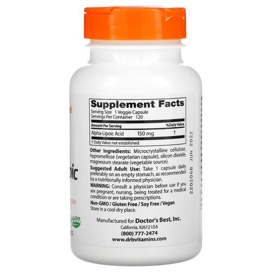 Doctor's Best Alpha Lipoic Acid 150mg Vegicaps 120 Vegicaps