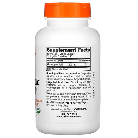 Doctor's Best Alpha Lipoic Acid 300mg Vegicaps 180 Vegicaps