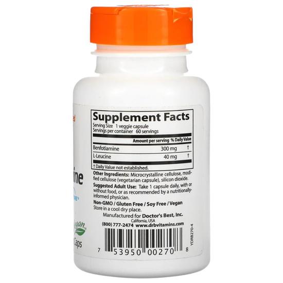 Doctor's Best Benfotiamine With BenfoPure 300mg Vegicaps 60 Vegicaps