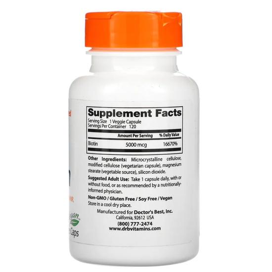 Doctor's Best Biotin 5000mcg Vegicaps 120 Vegicaps