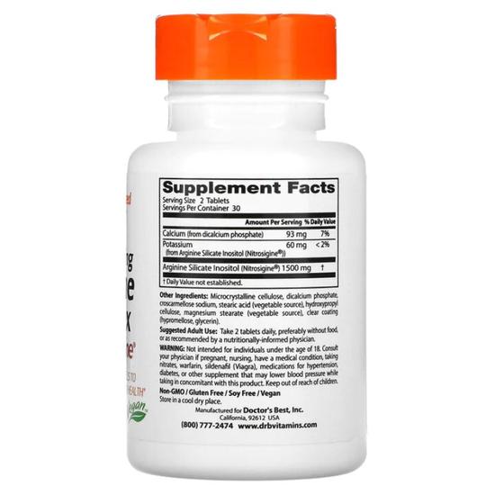 Doctor's Best Fast Acting Arginine Complex With Nitrosigine 750mg Tablets 60 Tablets