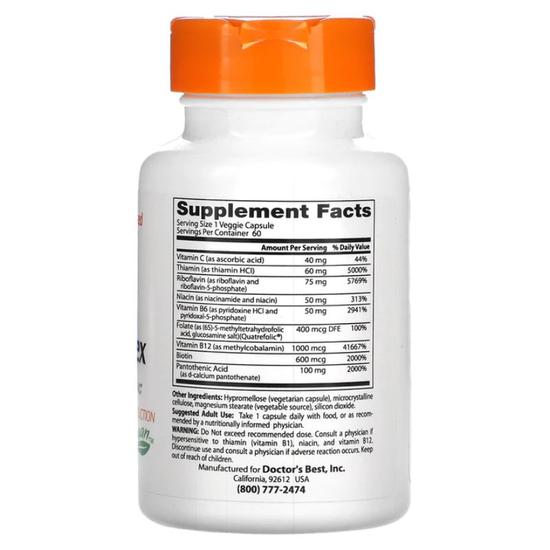 Doctor's Best Fully Active B-Complex With Quatrefolic Vegicaps 60 Vegicaps
