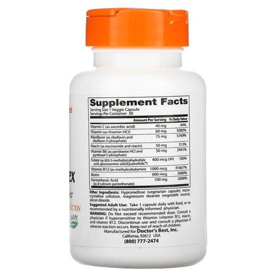 Doctor's Best Fully Active B-Complex With Quatrefolic Vegicaps 60 Vegicaps