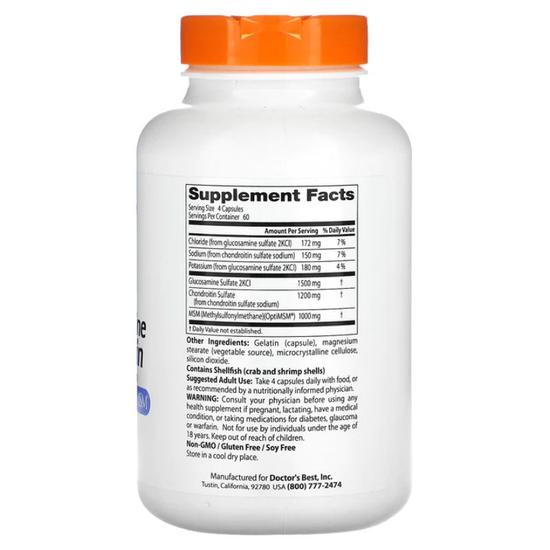 Doctor's Best Glucosamine Chondroitin MSM With OptiMSM Capsules 120 Capsules