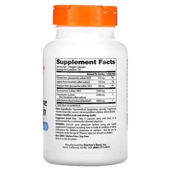 Doctor's Best Glucosamine Chondroitin MSM With OptiMSM Capsules 120 Capsules