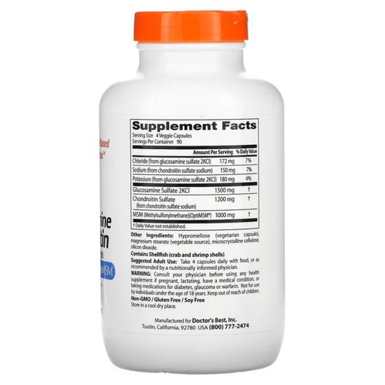 Doctor's Best Glucosamine Chondroitin MSM With OptiMSM Capsules 120 Capsules