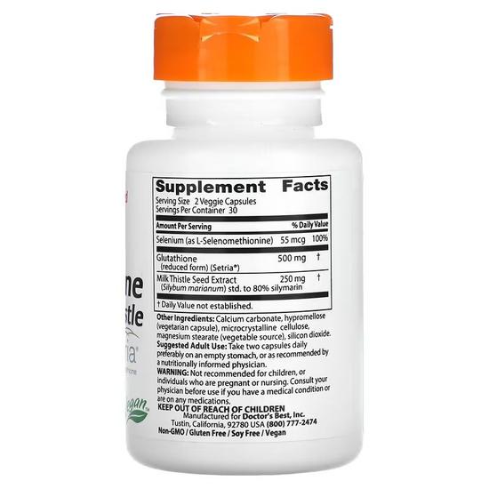 Doctor's Best Glutathione + Milk Thistle Veg Capsules 60 Capsules