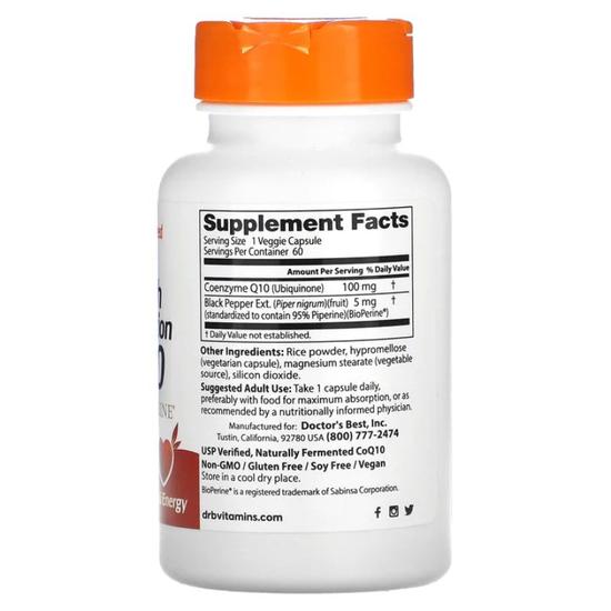Doctor's Best High Absorption CoQ10 With BioPerine 100mg Vegicaps 60 Vegicaps