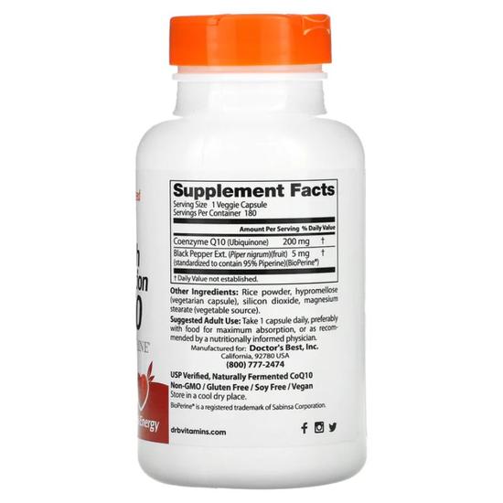 Doctor's Best High Absorption CoQ10 With BioPerine 200mg Vegicaps 60 Vegicaps