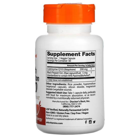 Doctor's Best High Absorption CoQ10 With BioPerine 200mg Vegicaps 60 Vegicaps