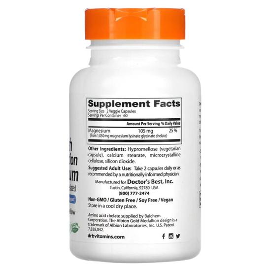 Doctor's Best High Absorption Magnesium 105mg Vegicaps 120 Vegicaps