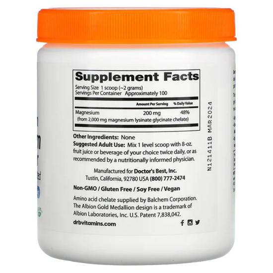 Doctor's Best High Absorption Magnesium Powder 200g