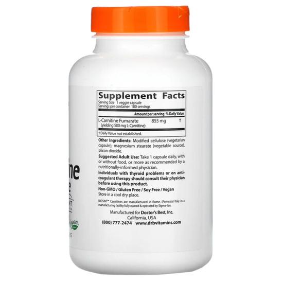 Doctor's Best L-Carnitine Fumarate 855mg Vegicaps 60 Vegicaps