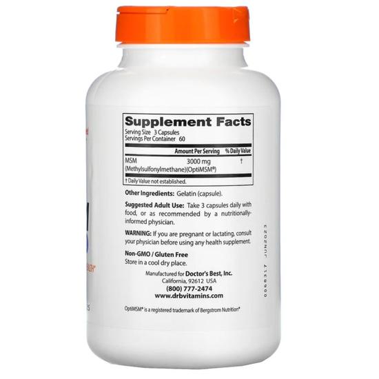 Doctor's Best MSM With OptiMSM 1000mg Capsules 180 Capsules