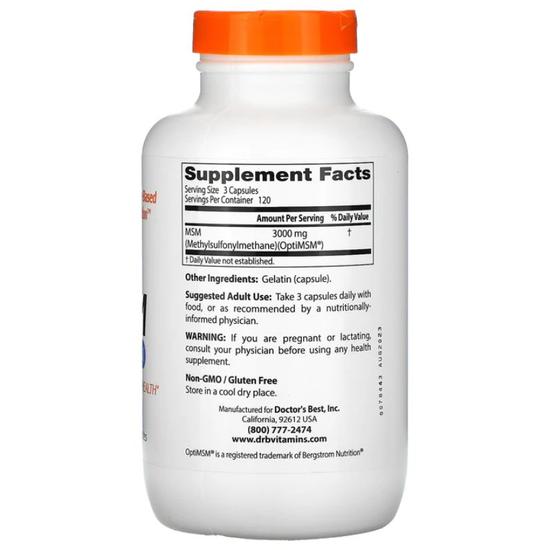 Doctor's Best MSM With OptiMSM 1000mg Capsules 180 Capsules
